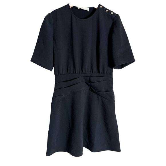 Ba&sh Oleane Short Sleeve Black A-Line Pleated Mini Dress Size 4 - Picture 7 of 16